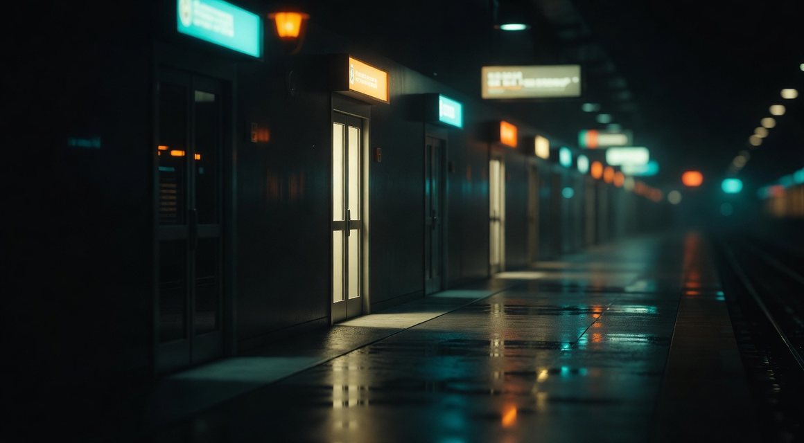 같은 문이 다른 밝기로 늘어선 야경 — 안산오피 코스 비교